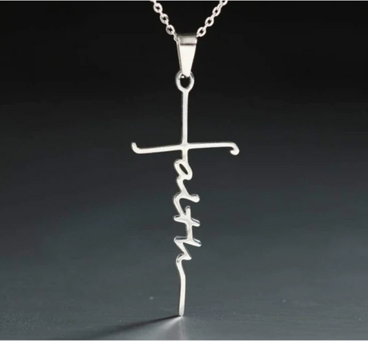 Silver Faith Cross Necklace