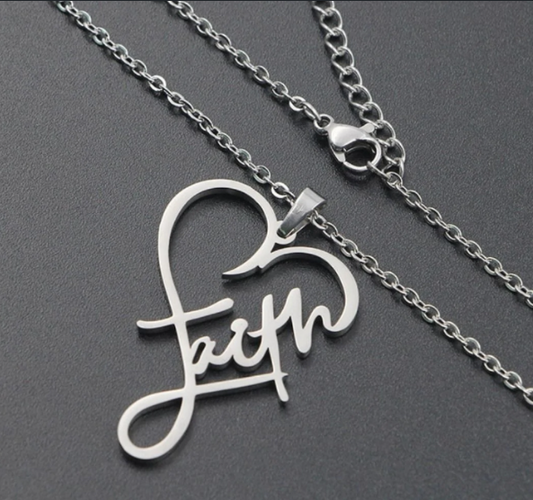 Silver Heart Faith Necklace